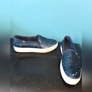 Navy blue sequin sneakers